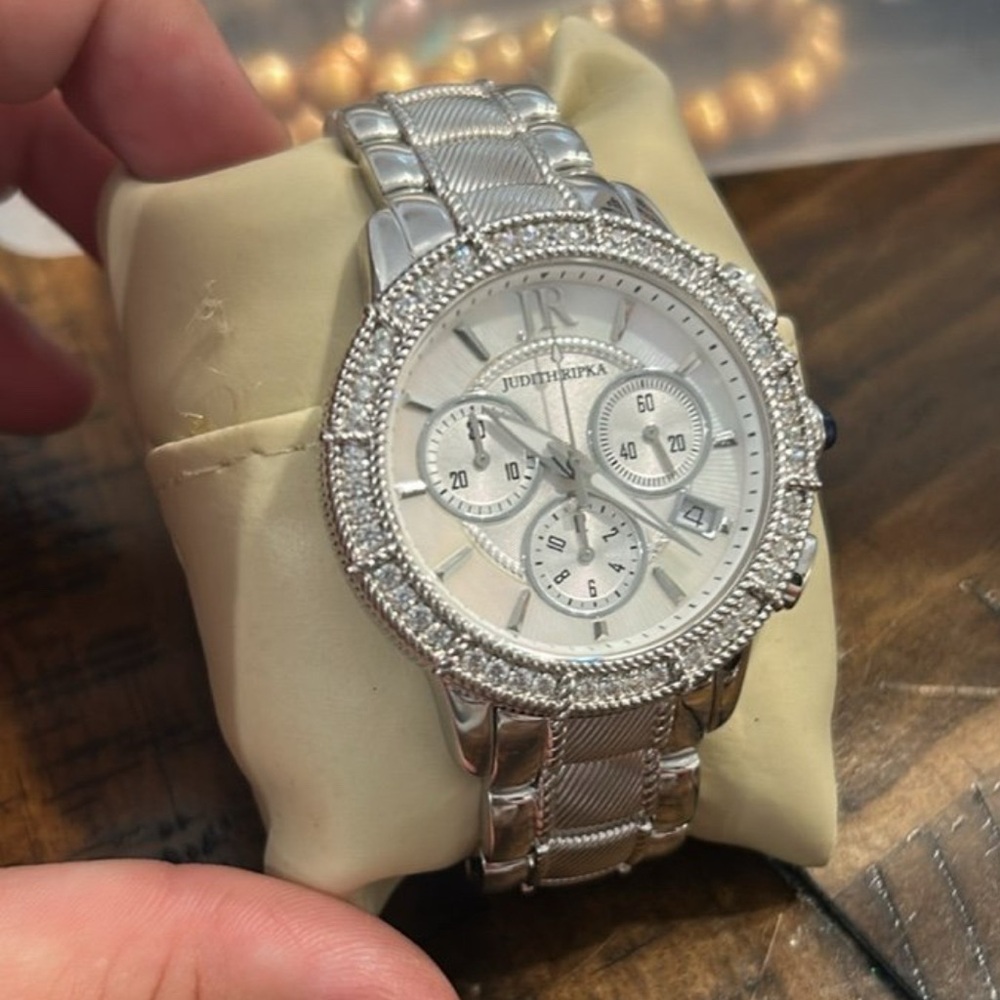 Judith Ripka Silver Women's Watch with Crystal Accents